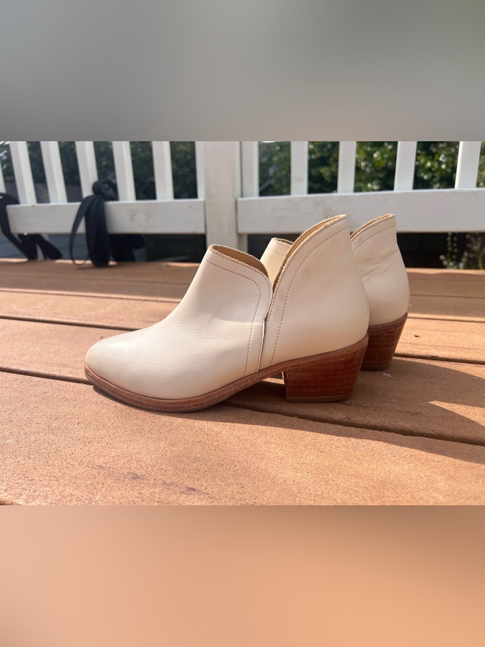 Women's Anthropologie Nisolo Cream Leather Low Heel Ankle Boot